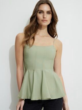 Dynamite Sage Green Strapless Peplum Top
